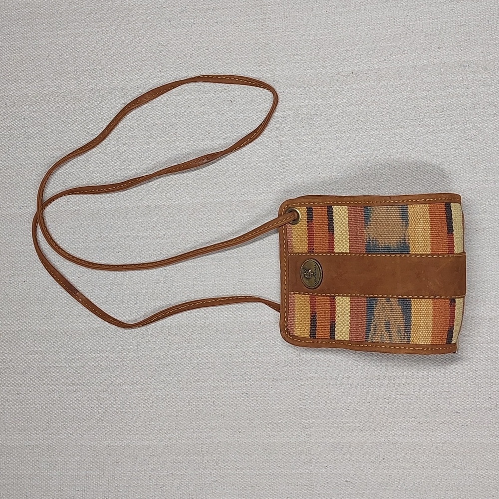 Guatemala Crossbody Bag Boho Woven & Leather Trim Striped